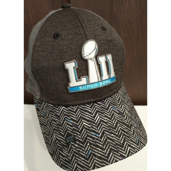 Men's New Era 39THIRTY NFL Super Bowl LII Small/Medium Flex Fit Hat Gray Black - Picture 1 of 6